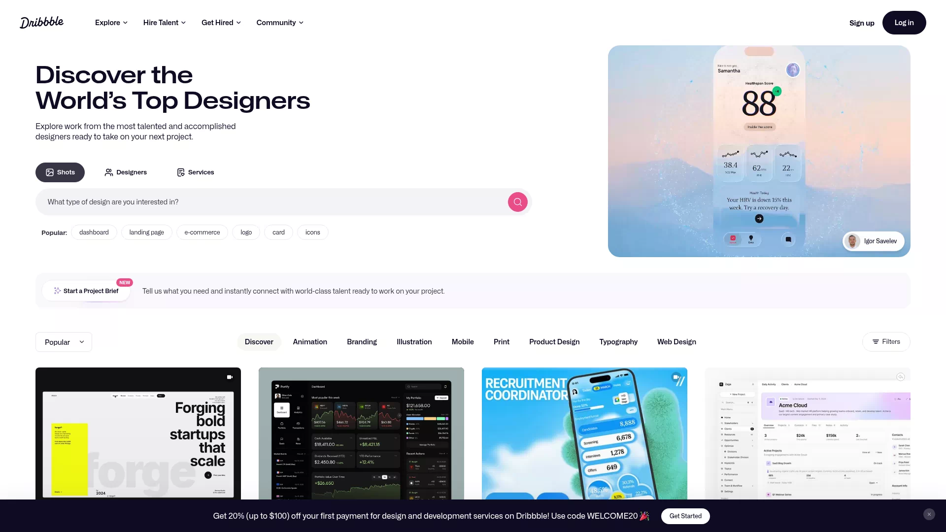 Preview cover for “Dribbble” Preview cover for “Dribbble”