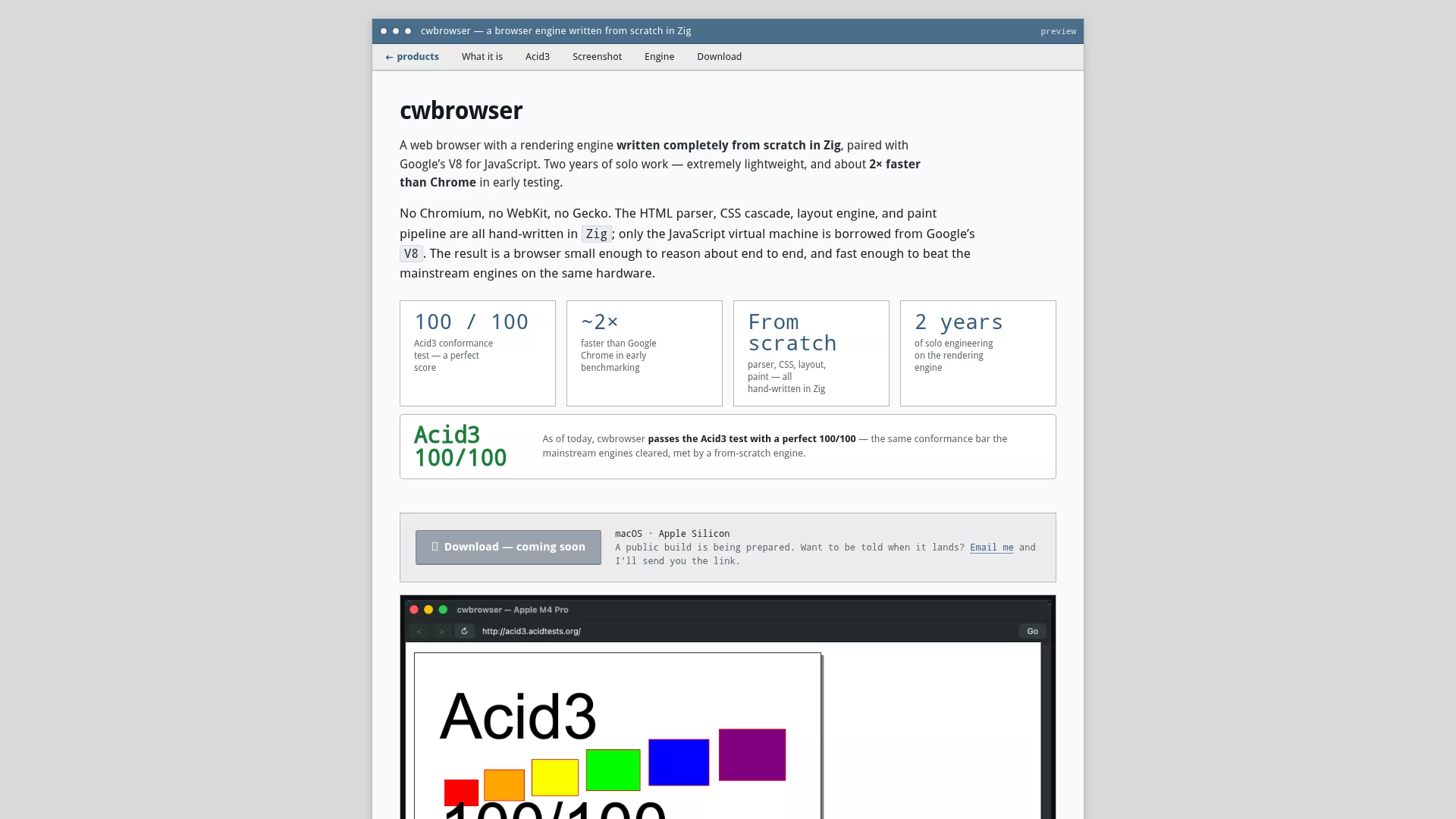 cwbrowser - 从零手写 Zig 渲染引擎的浏览器