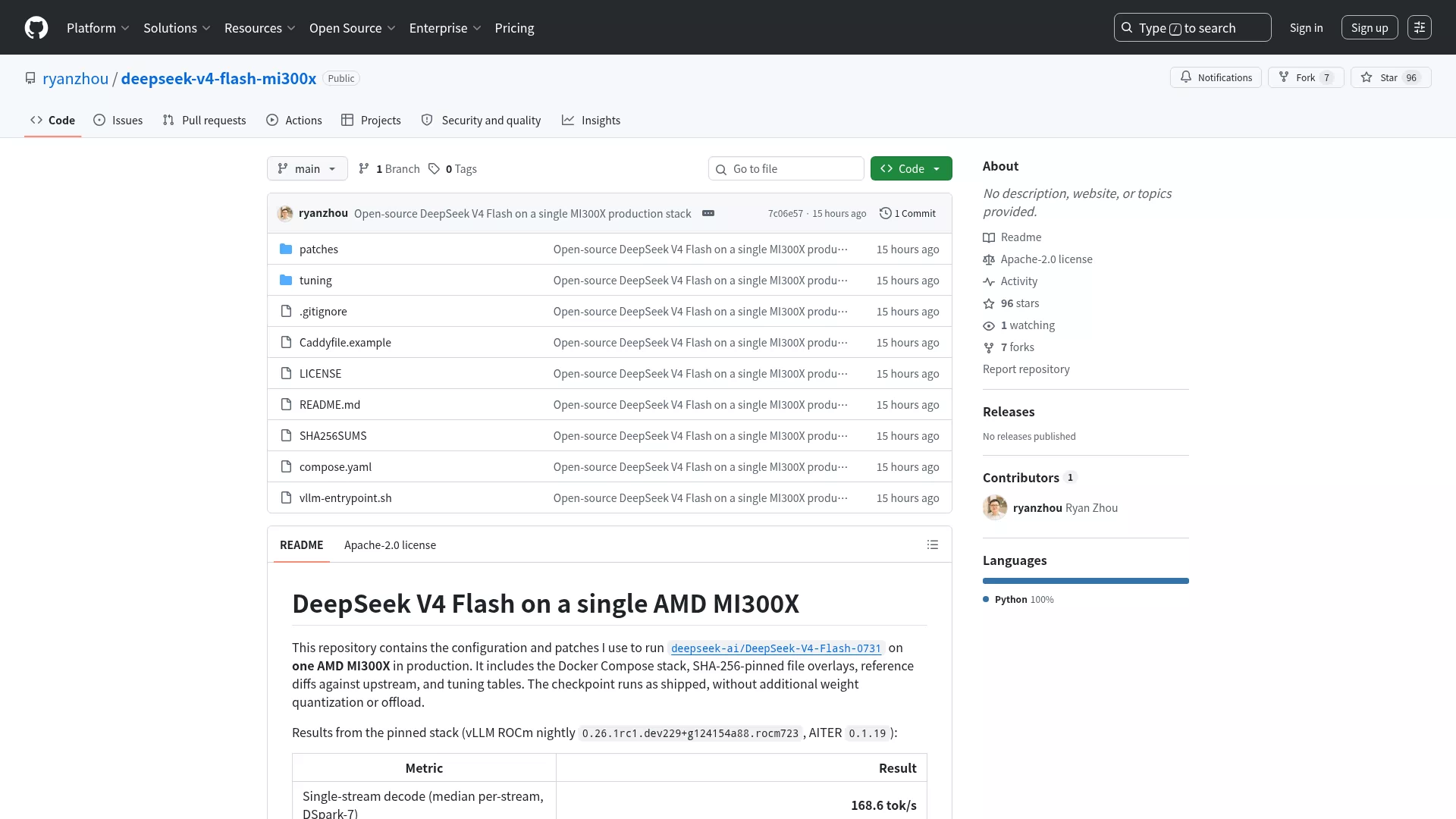 「DeepSeek V4 Flash 单卡跑通 AMD MI300X：304B 参数无需量化 | 2026-08-05」封面图